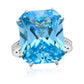 Suzy Levian Sterling Silver Gala Large Emerald Cut Firework Aqua Cubic Zirconia Engagement Ring