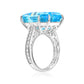 Suzy Levian Sterling Silver Gala Large Emerald Cut Firework Aqua Cubic Zirconia Engagement Ring