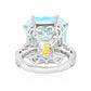 Suzy Levian Sterling Silver Gala Large Emerald Cut Firework Aqua Cubic Zirconia Engagement Ring