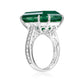 Suzy Levian Sterling Silver Gala Large Emerald Cut Green Cubic Zirconia Engagement Ring