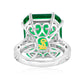Suzy Levian Sterling Silver Gala Large Emerald Cut Green Cubic Zirconia Engagement Ring