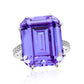 Suzy Levian Sterling Silver Gala Large Emerald Cut Firework Purple Cubic Zirconia Engagement Ring