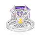 Suzy Levian Sterling Silver Gala Large Emerald Cut Firework Purple Cubic Zirconia Engagement Ring