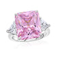 Suzy Levian Sterling Silver Gala Firework Emerald Cut Pink Cubic Zirconia Engagement Ring