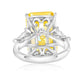 Suzy Levian Sterling Silver Gala Firework Elongated Emerald Cut Yellow Cubic Zirconia Engagement Ring