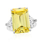 Suzy Levian Sterling Silver Gala Firework Elongated Emerald Cut Yellow Cubic Zirconia Engagement Ring