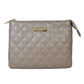 Suzy Levian Small Faux Leather Quilted Clutch Handbag, Palladium