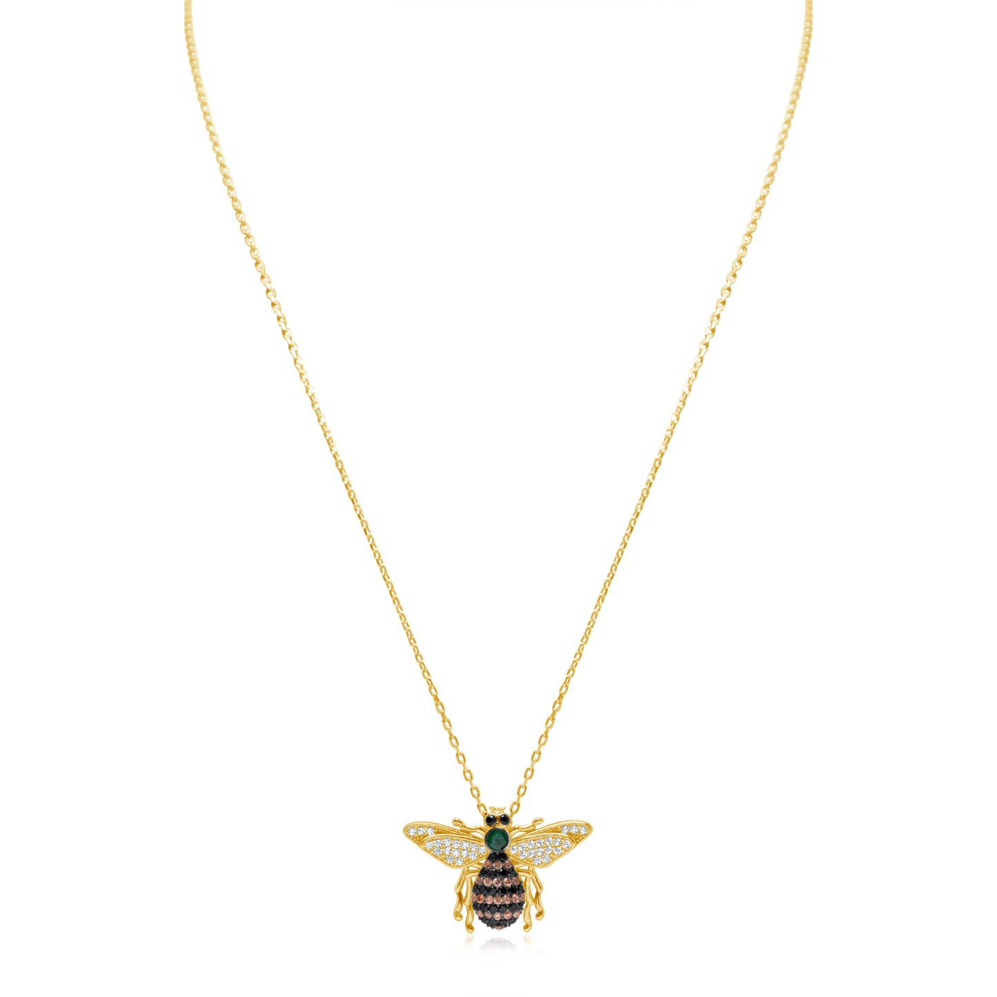 Suzy Levian Yellow Sterling Silver Cubic Zirconia Bumble Bee Necklace