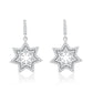 Suzy Levian White Sterling Silver White Cubic Zirconia Starburst Drop Earrings