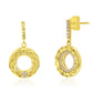 Suzy Levian Yellow Sterling Silver White Cubic Zirconia Circle Pointed Sunburst Drop Earrings