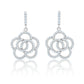 Suzy Levian Sterling Silver White Cubic Zirconia Pave Flower Drop Earrings