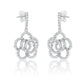 Suzy Levian Sterling Silver White Cubic Zirconia Pave Flower Drop Earrings