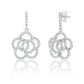 Suzy Levian Sterling Silver White Cubic Zirconia Pave Flower Drop Earrings