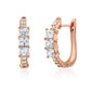 Suzy Levian Rose Sterling Silver & White Cubic Zirconia Pave Princess Cut Huggie Hoop Earrings