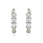 Suzy Levian White Sterling Silver & White Cubic Zirconia Pave Princess Cut Huggie Hoop Earrings
