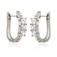 Suzy Levian White Sterling Silver & White Cubic Zirconia Pave Princess Cut Huggie Hoop Earrings