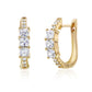 Suzy Levian Yellow Sterling Silver & White Cubic Zirconia Pave Princess Cut Huggie Hoop Earrings