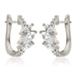 Suzy Levian White Sterling Silver & White Cubic Zirconia Pave Marquise Cut Huggie Hoop Earrings