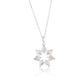 Suzy Levian White Sterling Silver White Cubic Zirconia Starburst Drop Pendant