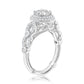 Suzy Levian White Sterling Silver White Cubic Zirconia Pave Halo Engagement Ring