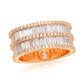 Suzy Levian Rose Sterling Silver Cubic Zirconia Double Row White Baguette and Round Cut Wide Eternity Band