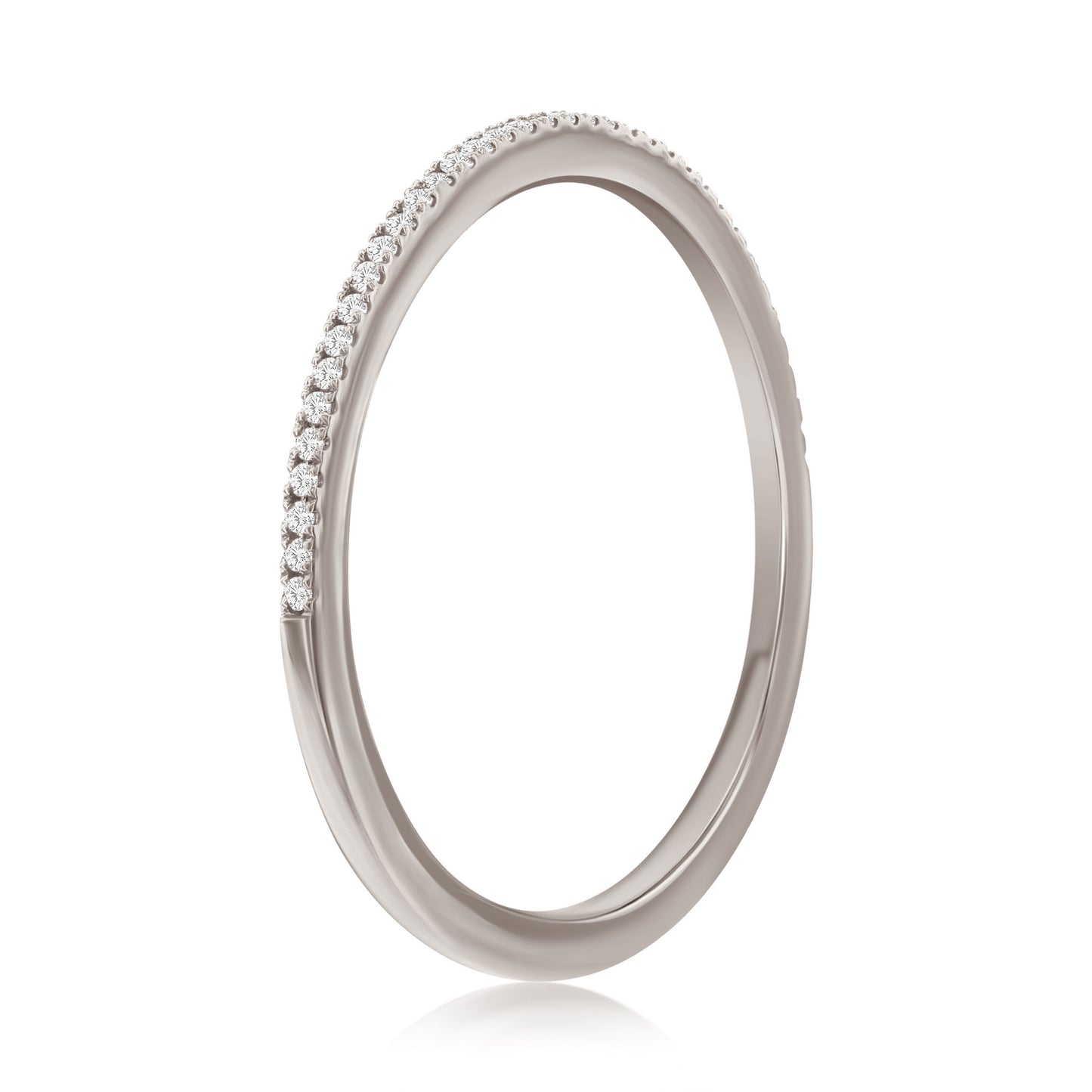 Suzy Levian 14k White Gold & .06 cttw White Diamond Pave Half Eternity Ring