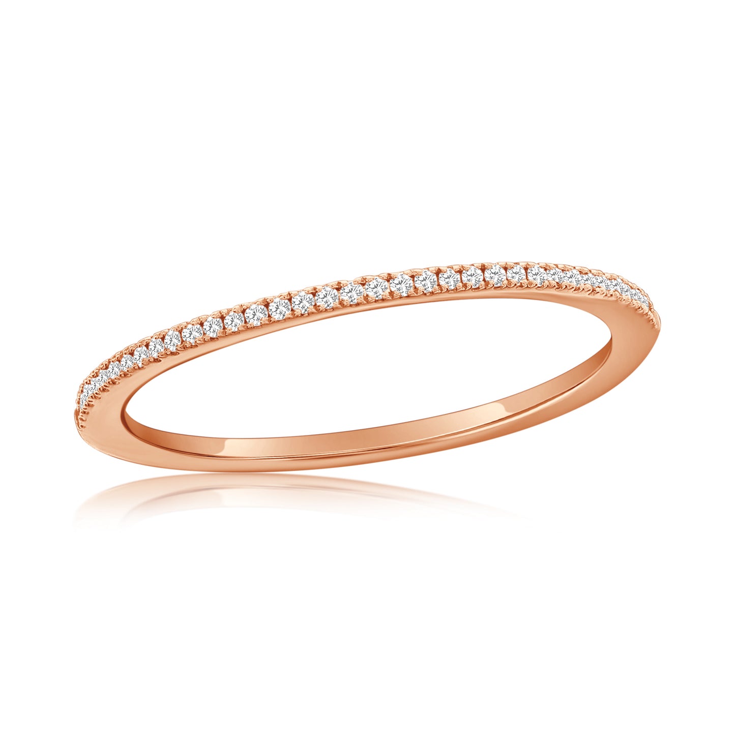 Suzy Levian 14k Rose Gold & .06 cttw White Diamond Pave Half Eternity Ring