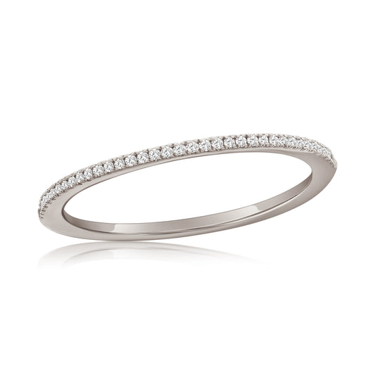 Suzy Levian 14k White Gold & .06 cttw White Diamond Pave Half Eternity Ring