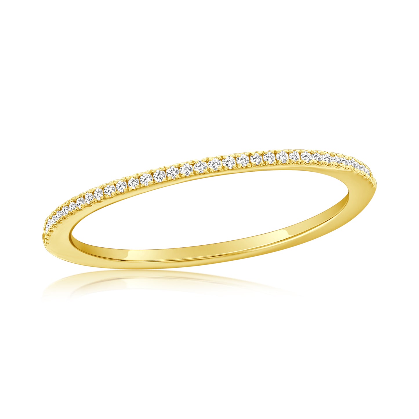 Suzy Levian 14k Yellow Gold & .06 cttw White Diamond Pave Half Eternity Ring