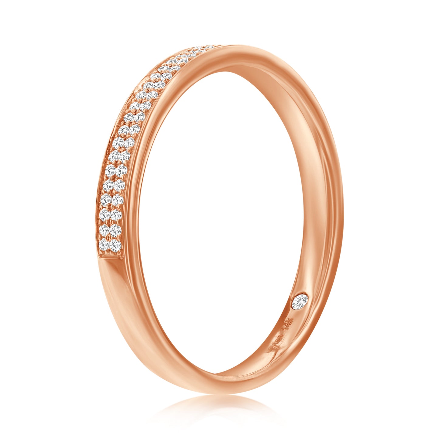 Suzy Levian 14k Rose Gold & .16cttw White Diamond Half Eternity Ring