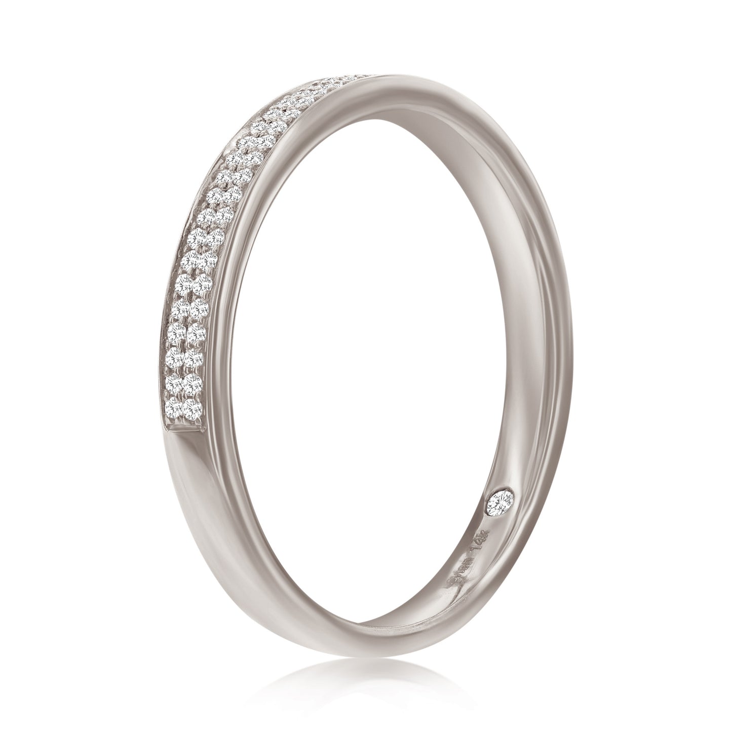 Suzy Levian 14k White Gold & .16cttw White Diamond Half Eternity Ring