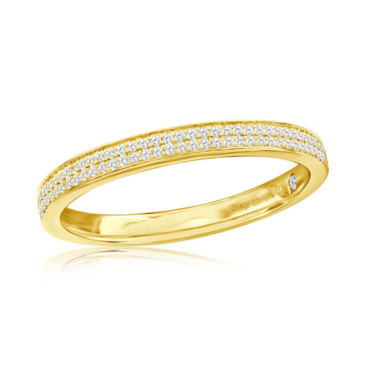 Suzy Levian 14k Yellow Gold & .16cttw White Diamond Half Eternity Ring