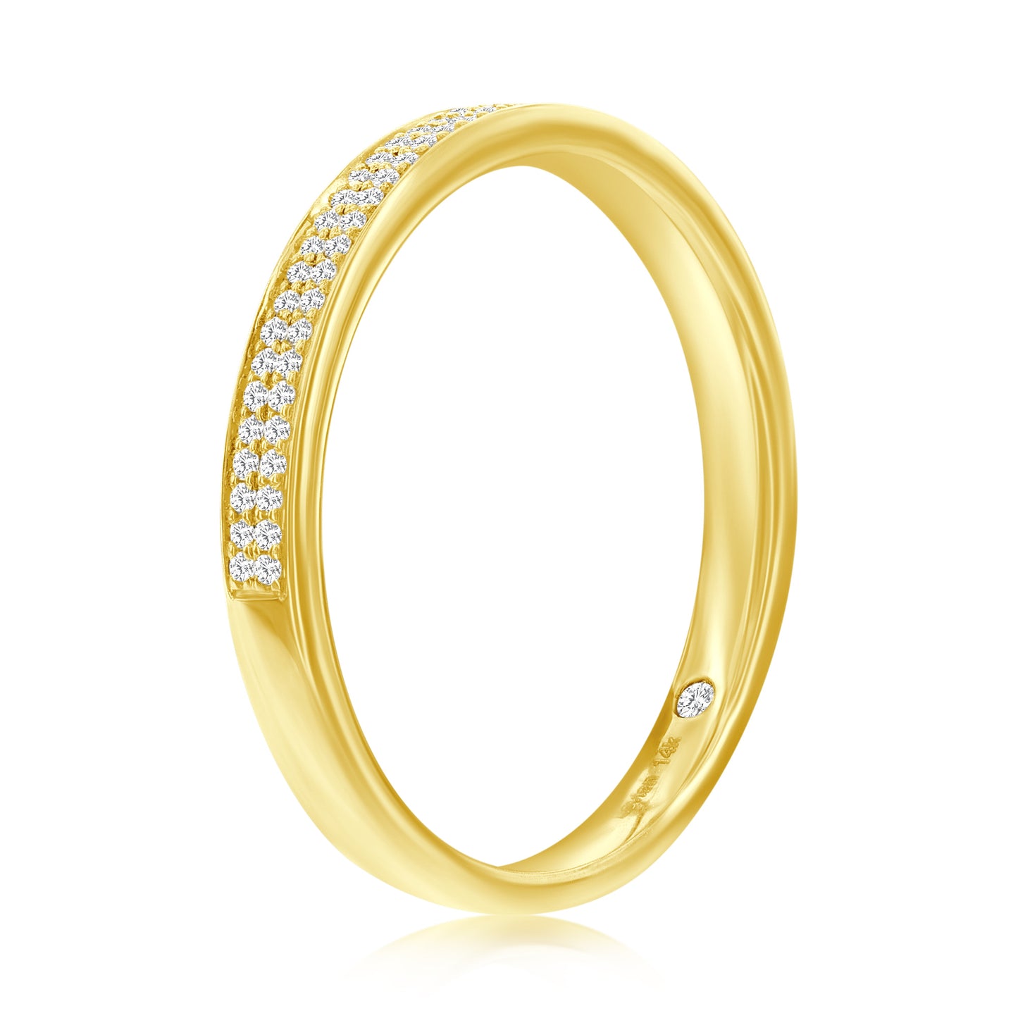 Suzy Levian 14k Yellow Gold & .16cttw White Diamond Half Eternity Ring