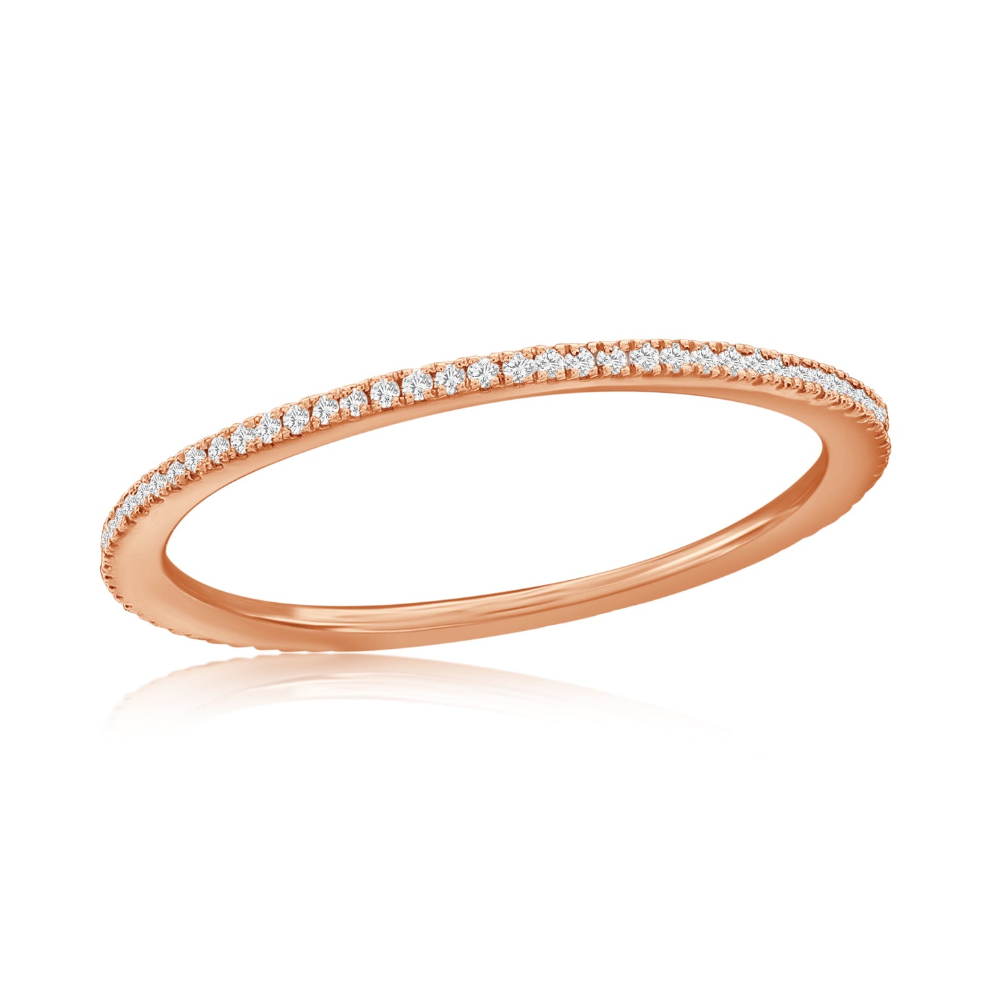 Suzy Levian 14k Rose Gold & .14 cttw White Diamond Eternity Ring