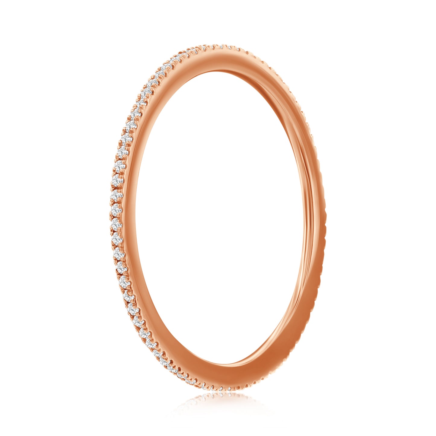 Suzy Levian 14k Rose Gold & .14 cttw White Diamond Eternity Ring