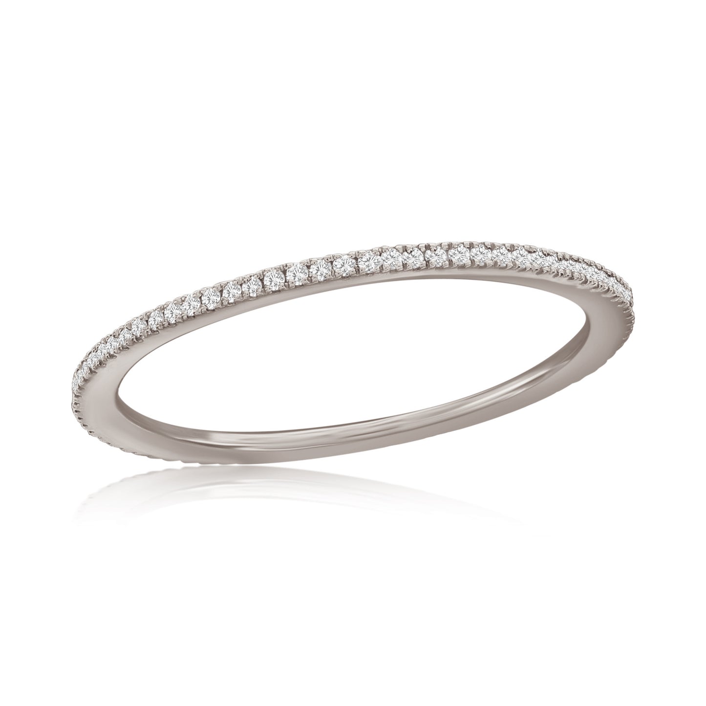 Suzy Levian 14k White Gold & .14 cttw White Diamond Eternity Ring