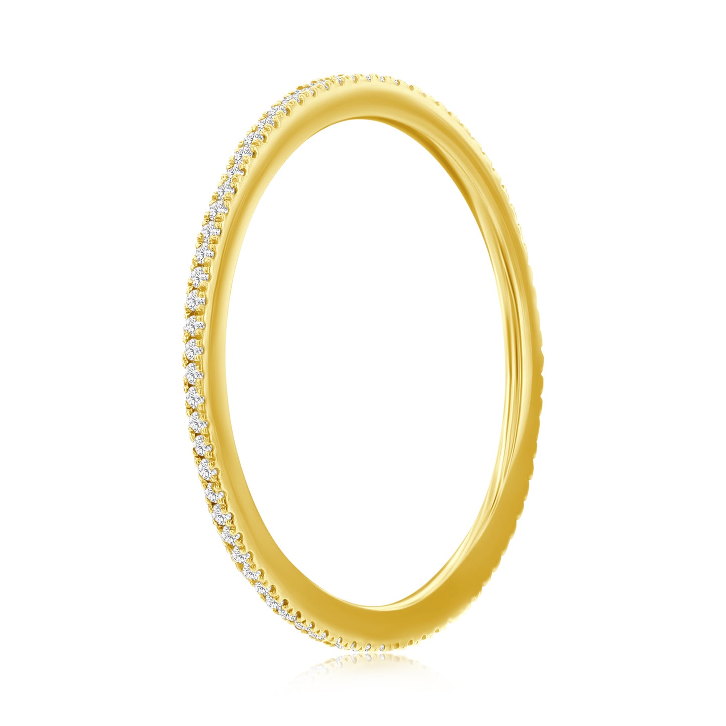 Suzy Levian 14k Yellow Gold & .14 cttw White Diamond Eternity Ring