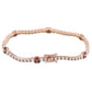 Suzy Levian Rose Sterling Silver Brown and White Cubic Zirconia Tennis Bracelet
