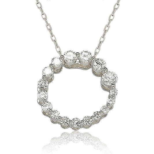 Suzy Levian Sterling Silver Cubic Zirconia Circle Journey Necklace