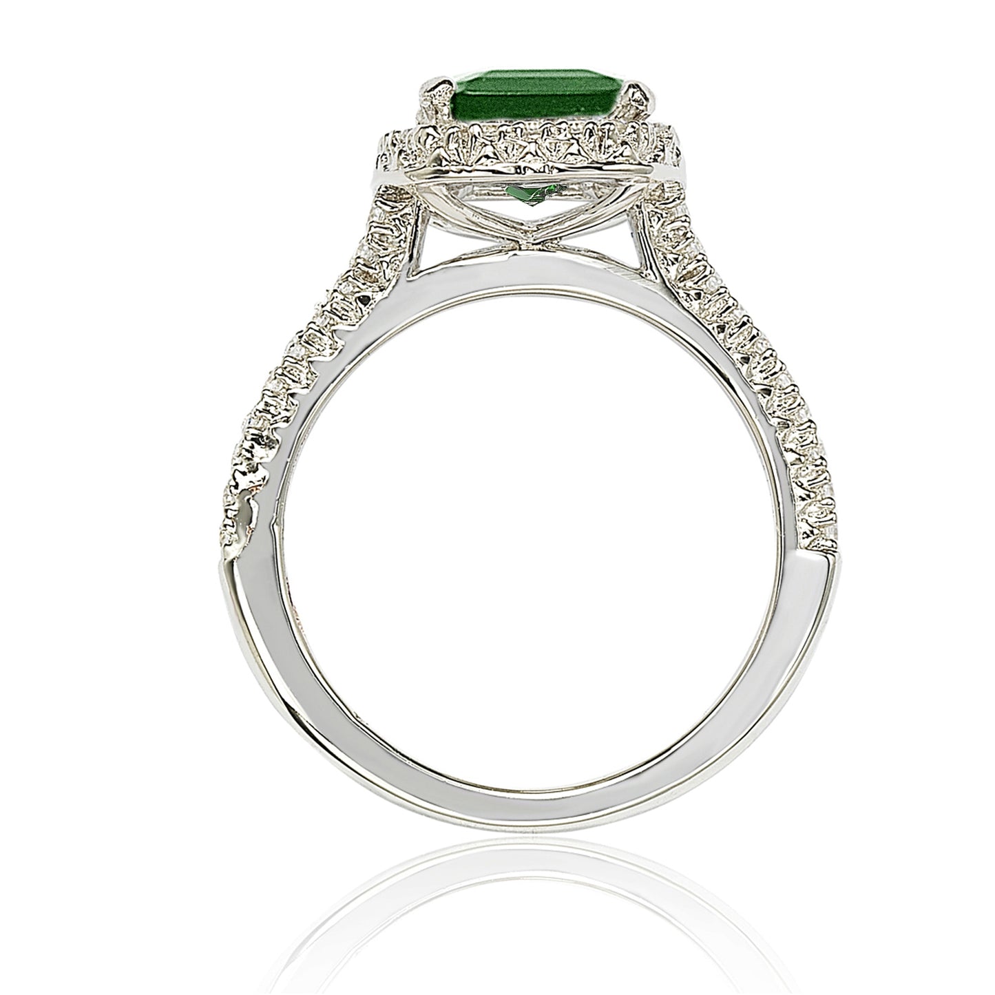 Suzy Levian Sterling Silver Asscher-cut Green Cubic Zirconia Halo Ring