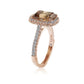 Suzy Levian Bridal Brown Cubic Zirconia with Halo Rose Sterling Silver Ring