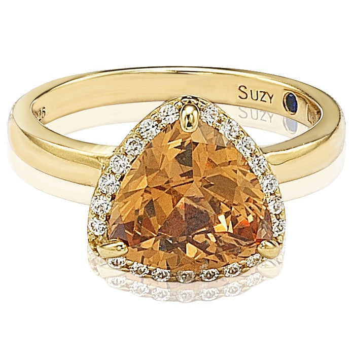 Suzy Levian Gold plated Sterling Silver Brown Cubic Zirconia Ring