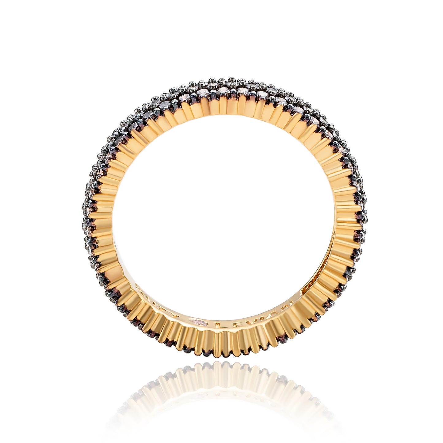 Suzy Levian Rose Sterling Silver Micro-Pave Brown Cubic Zirconia Eternity Band