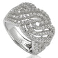 Suzy Levian Pave Cubic Zirconia Sterling Crisscross Sterling Silver Ring