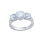 Suzy Levian Sterling Silver Cubic Zirconia White Three Stones Halo Engagement Ring