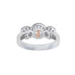 Suzy Levian Sterling Silver Cubic Zirconia White Three Stones Halo Engagement Ring