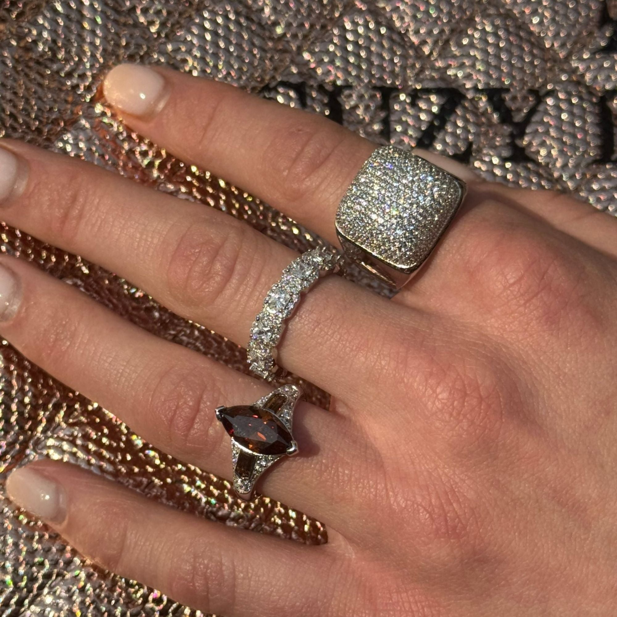 Suzy Levian Sterling Silver Brown and White Cubic Zirconia