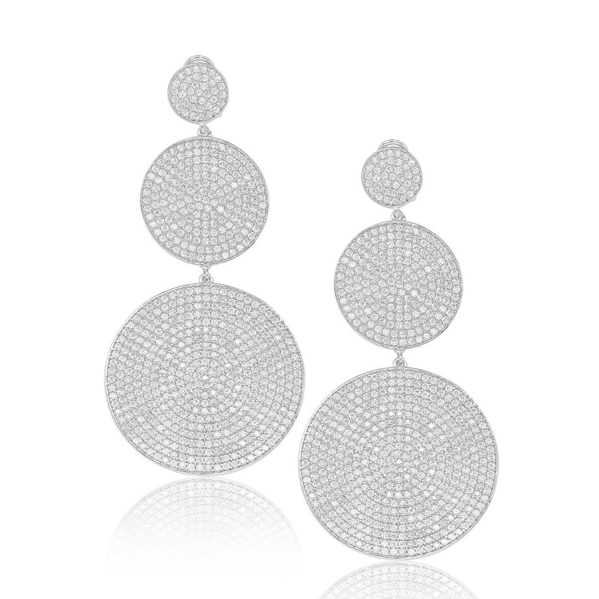Suzy Levian Sterling Silver Cubic Zirconia Circle Earrings