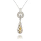 Suzy Levian Sterling Silver Yellow Sapphire and Diamond Accent Pave Tear Drop Pendant
