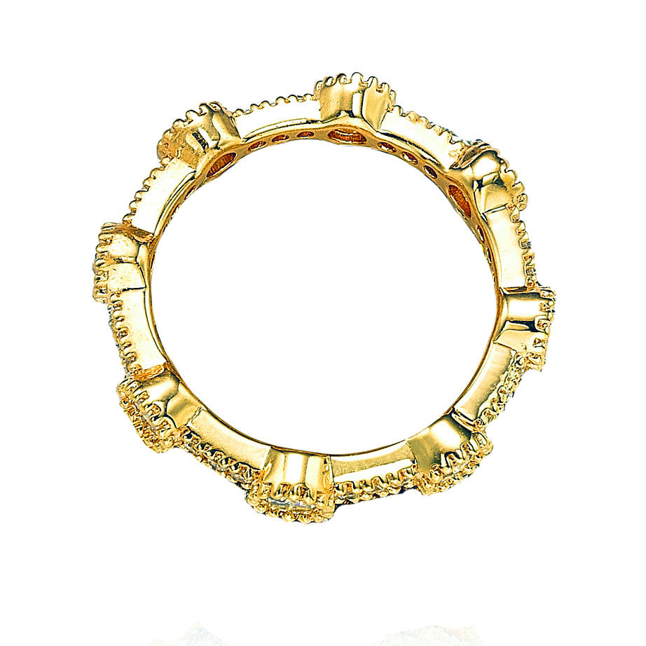 Suzy Levian Stackable Yellow Sterling Silver Cubic Zirconia Round Ring